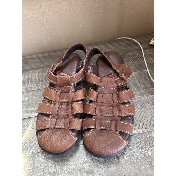 Minnetonka Sandals Womens Shoes Leather Brown Fisherman Open Toe Narrow 12 WW - Picture 2 of 5